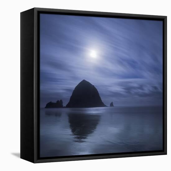 Moon over Canon Beach-Moises Levy-Framed Stretched Canvas