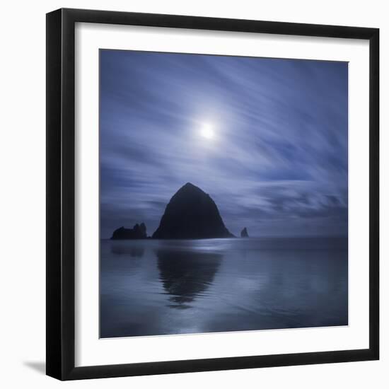 Moon over Canon Beach-Moises Levy-Framed Photographic Print