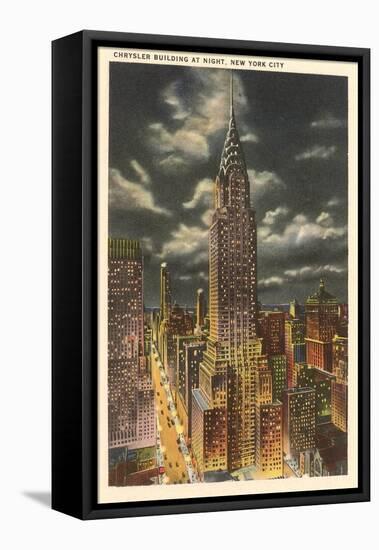 Moon over Chrysler Building, New York City-null-Framed Stretched Canvas