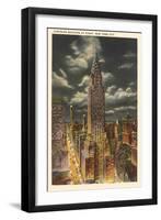 Moon over Chrysler Building, New York City-null-Framed Art Print