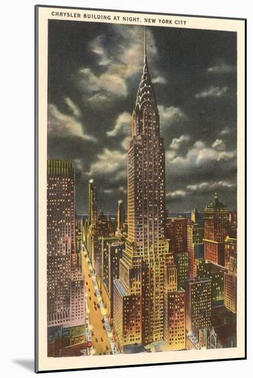 Moon over Chrysler Building, New York City-null-Mounted Art Print