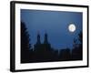 Moon over Church - Architecture Montreal, St. Charles 2115 Rue De Centre-null-Framed Photographic Print
