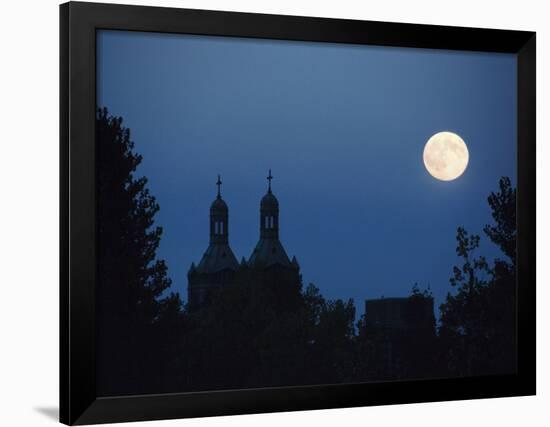 Moon over Church - Architecture Montreal, St. Charles 2115 Rue De Centre-null-Framed Photographic Print