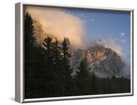 Moon over Cimon della Pala, Val Venegiotta, the Dolomites, Italy-Michael Jaeschke-Framed Photographic Print