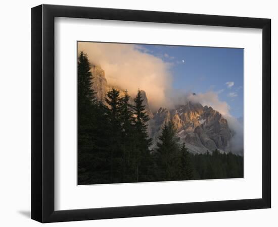 Moon over Cimon della Pala, Val Venegiotta, the Dolomites, Italy-Michael Jaeschke-Framed Photographic Print