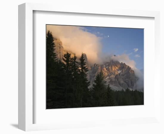 Moon over Cimon della Pala, Val Venegiotta, the Dolomites, Italy-Michael Jaeschke-Framed Photographic Print