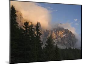 Moon over Cimon della Pala, Val Venegiotta, the Dolomites, Italy-Michael Jaeschke-Mounted Photographic Print