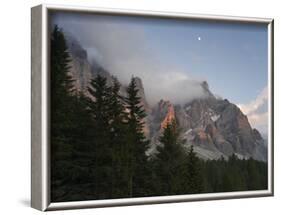 Moon over Cimon della Pala, Val Venegiotta, the Dolomites, Italy-Michael Jaeschke-Framed Photographic Print