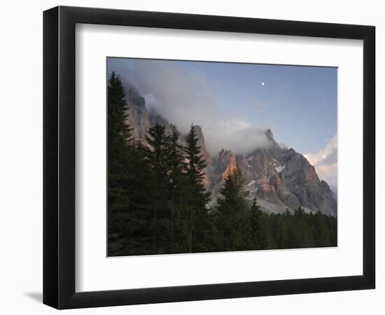 Moon over Cimon della Pala, Val Venegiotta, the Dolomites, Italy-Michael Jaeschke-Framed Photographic Print