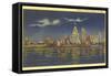 Moon over Detroit, Michigan-null-Framed Stretched Canvas