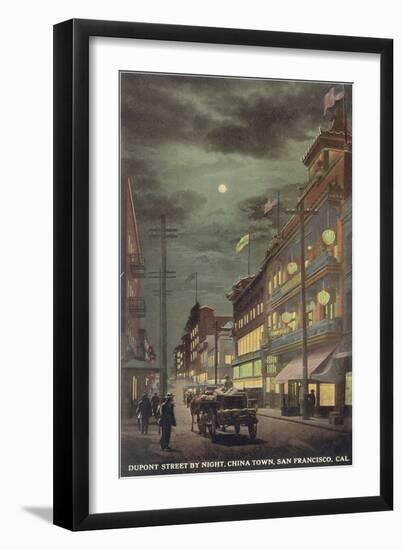 Moon over Dupont Street, Chinatown, San Francisco, California-null-Framed Art Print