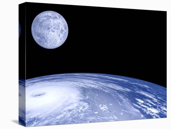 Moon Over Earth-Laguna Design-Stretched Canvas