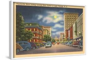 Moon over Fayetteville Street, Raleigh, North Carolina-null-Framed Art Print