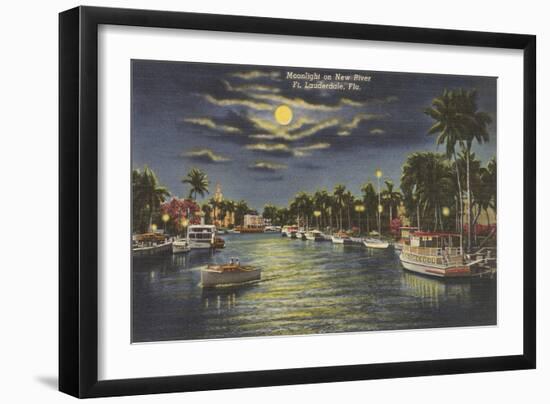 Moon over Ft. Lauderdale, Florida-null-Framed Art Print