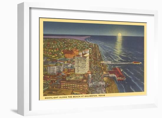 Moon over Galveston, Texas-null-Framed Art Print