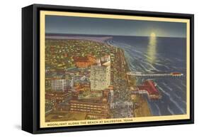 Moon over Galveston, Texas-null-Framed Stretched Canvas