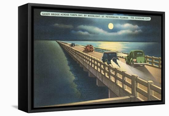 Moon over Gandy Bridge, St. Petersburg, Florida-null-Framed Stretched Canvas