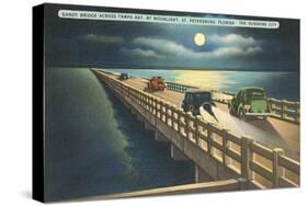 Moon over Gandy Bridge, St. Petersburg, Florida-null-Stretched Canvas