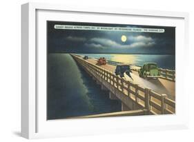 Moon over Gandy Bridge, St. Petersburg, Florida-null-Framed Art Print