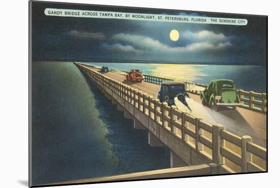 Moon over Gandy Bridge, St. Petersburg, Florida-null-Mounted Art Print