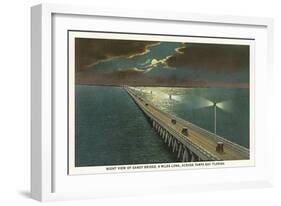 Moon over Gandy Bridge, Tampa, Florida-null-Framed Art Print