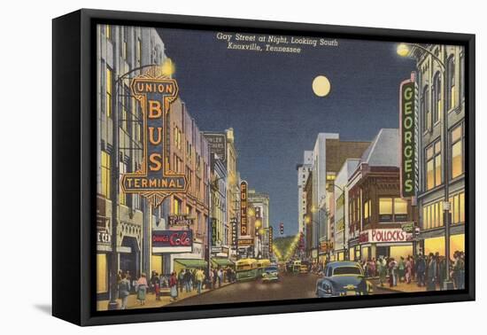 Moon over Gay Street, Knoxville, Tennessee-null-Framed Stretched Canvas