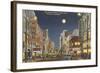 Moon over Gay Street, Knoxville, Tennessee-null-Framed Art Print