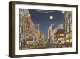 Moon over Gay Street, Knoxville, Tennessee-null-Framed Art Print