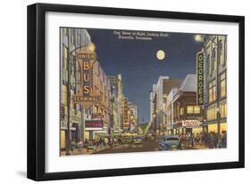 Moon over Gay Street, Knoxville, Tennessee-null-Framed Art Print