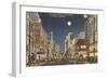 Moon over Gay Street, Knoxville, Tennessee-null-Framed Art Print