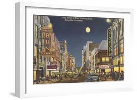 Moon over Gay Street, Knoxville, Tennessee-null-Framed Art Print