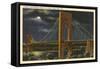 Moon over George Washington Bridge, New York City-null-Framed Stretched Canvas
