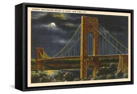 Moon over George Washington Bridge, New York City-null-Framed Stretched Canvas