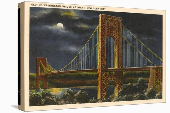 Moon over George Washington Bridge, New York City-null-Stretched Canvas