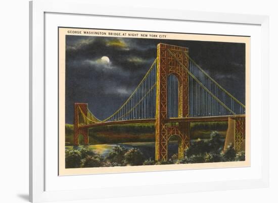 Moon over George Washington Bridge, New York City-null-Framed Premium Giclee Print