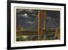 Moon over George Washington Bridge, New York City-null-Framed Premium Giclee Print