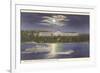 Moon over Grand Hotel, Mackinac Island, Michigan-null-Framed Art Print
