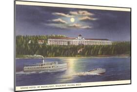 Moon over Grand Hotel, Mackinac Island, Michigan-null-Mounted Art Print