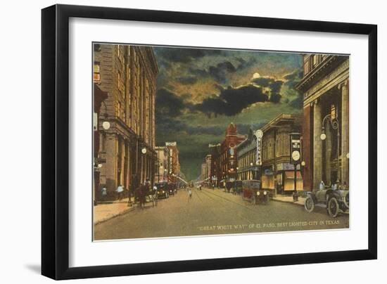 Moon over Great White Way of El Paso, Texas-null-Framed Art Print