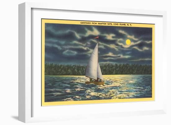 Moon over Hampton Bays, Long Island, New York-null-Framed Art Print