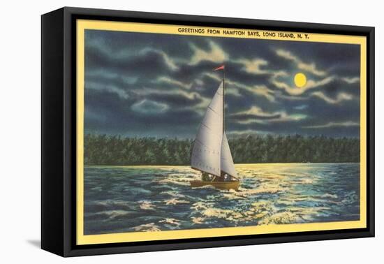 Moon over Hampton Bays, Long Island, New York-null-Framed Stretched Canvas