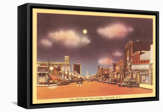Moon over Hay Street, Fayetteville, North Carolina-null-Framed Stretched Canvas