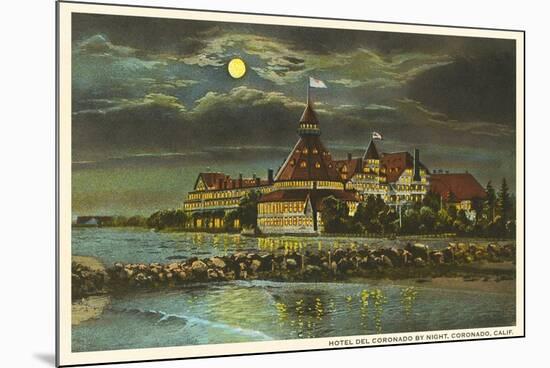Moon over Hotel del Ccronado, San Diego, California-null-Mounted Premium Giclee Print