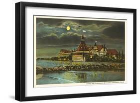 Moon over Hotel del Ccronado, San Diego, California-null-Framed Art Print