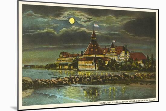 Moon over Hotel del Ccronado, San Diego, California-null-Mounted Art Print