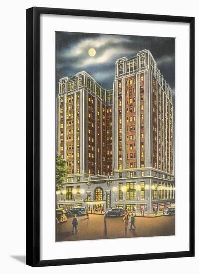 Moon over Hotel John Marshall, Richmond, Virginia-null-Framed Art Print