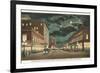 Moon over Houston Street, Fort Worth, Texas-null-Framed Premium Giclee Print