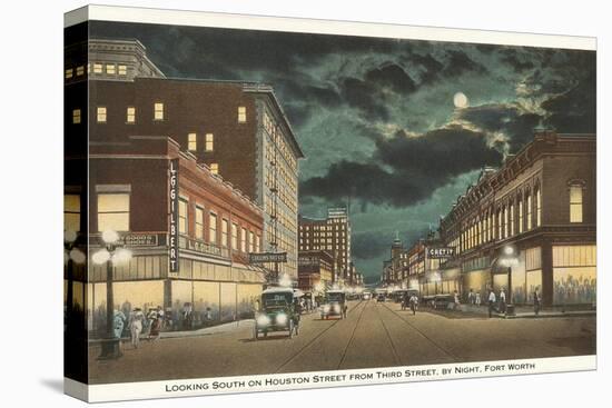 Moon over Houston Street, Fort Worth, Texas-null-Stretched Canvas