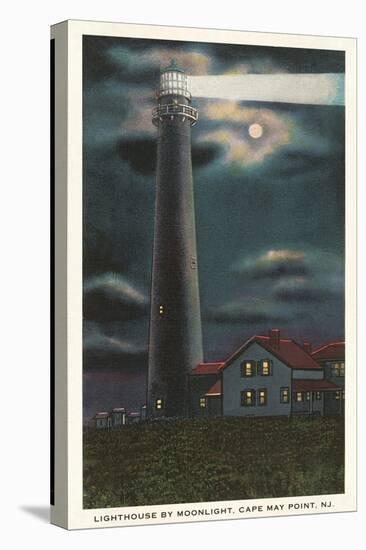 Moon over Lighthouse, Cape May, New Jersey-null-Stretched Canvas