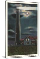 Moon over Lighthouse, Cape May, New Jersey-null-Mounted Art Print